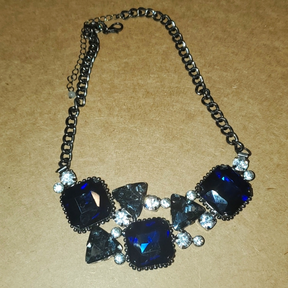 Grey & Blue Gem Choker